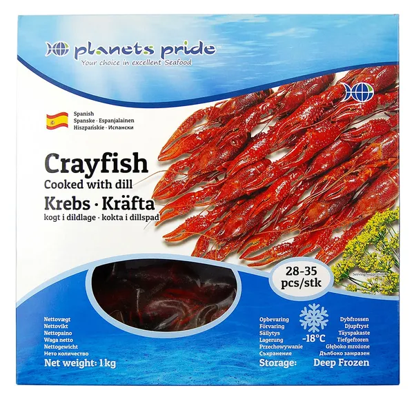 Šaldyti Klarko vėžiai PLANET'S PRIDE, virti, krapu marinate, 28/35, 1kg/1,8kg