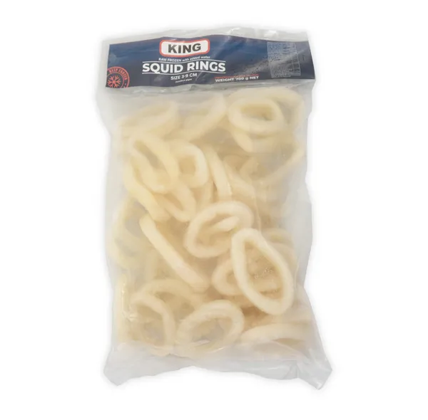 Šaldyti paprastojo didžiojo skraidkalmario žiedai, 30% glazūra,700g
