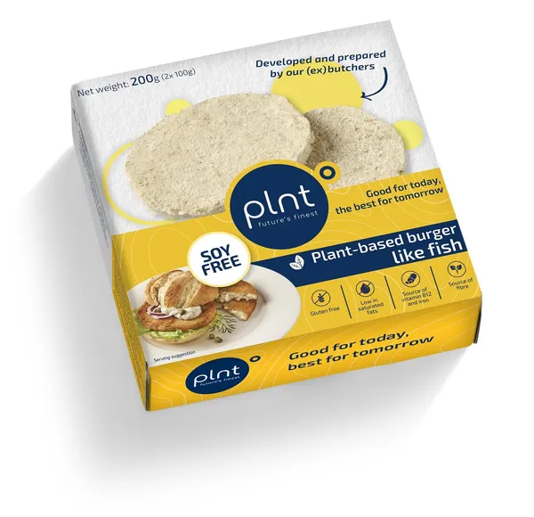Šaldyti veganiški mėsainio paplotėliai PLNT Like Fish, 2x100 g
