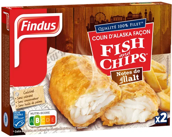 Šaldyti žuvies kepsneliai FINDUS Fish & Chips alaus tešloje, 240g