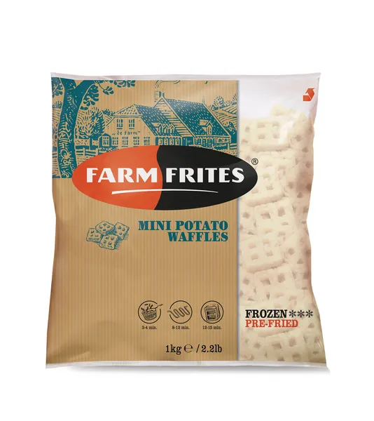 Šaldytos bulvytės FARM FRITES, mini vafliukai, 1 kg