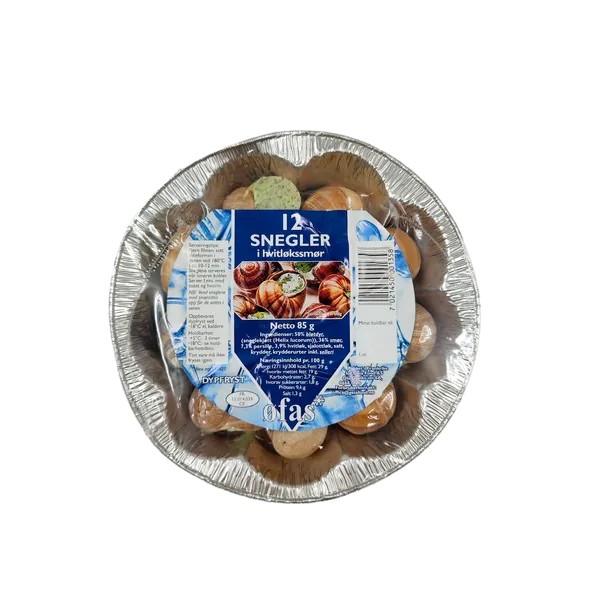 Šaldytos sraigės su česnakais ir sviestu, 12 vnt., 85 g