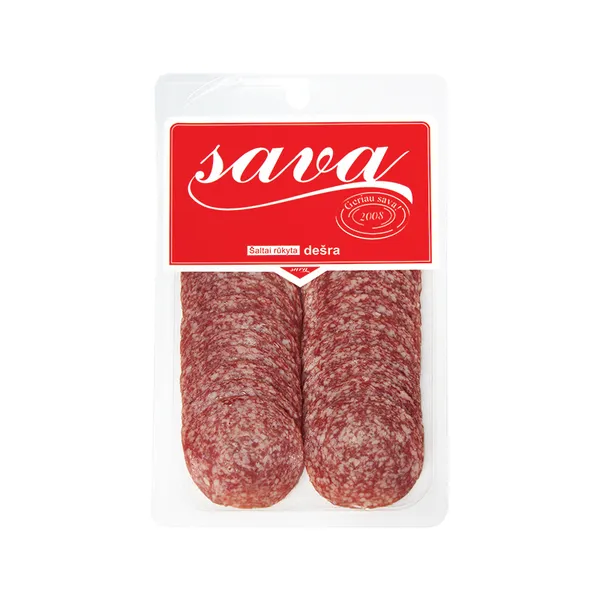 Šaltai rūkyta dešra SAVA, griežinėliais, II r,, 90g