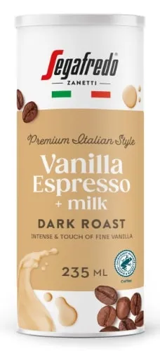Kafijas dzēriens Segafredo vanilla espresso + piena 235ml