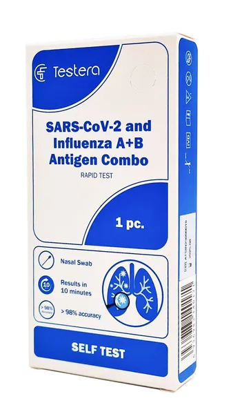 SARS-CoV-2 ir Gripo A+B antigenų sudėtinis greitasis testas, TESTERA, 1 vnt
