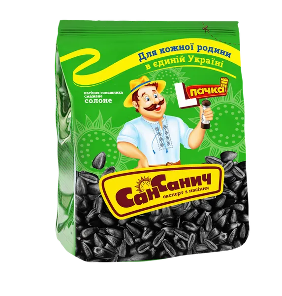 Saulėgrąžų sėklos SAN SANICH, skrudintos, juodos, su druska, 235 g