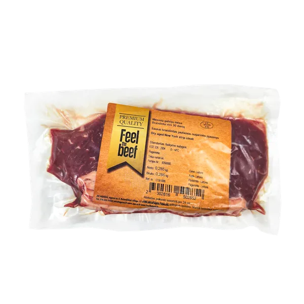 Sausai brandintas 30d+ mėsinio galvijo nugarinės kepsnys New York strip, ~300 g