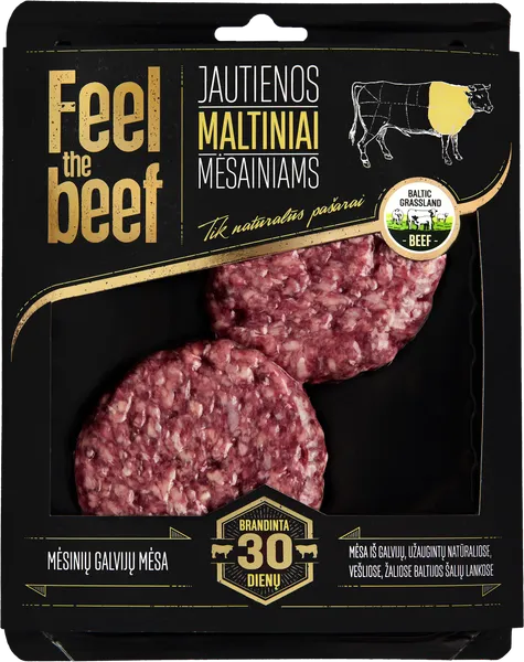 Sausi nogatavināts liellopa burgera gaļa FEEL THE BEEF, 2x125g