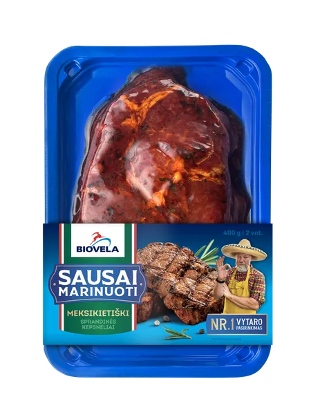 Sausai marinuoti MEKSIKIETIŠKI kiaulienos sprandinės kepsneliai 400 g