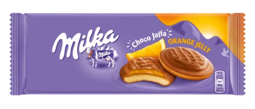 Sausainiai su apelsinų skonio įdaru MILKA JAFFA ORANGE, 147 g