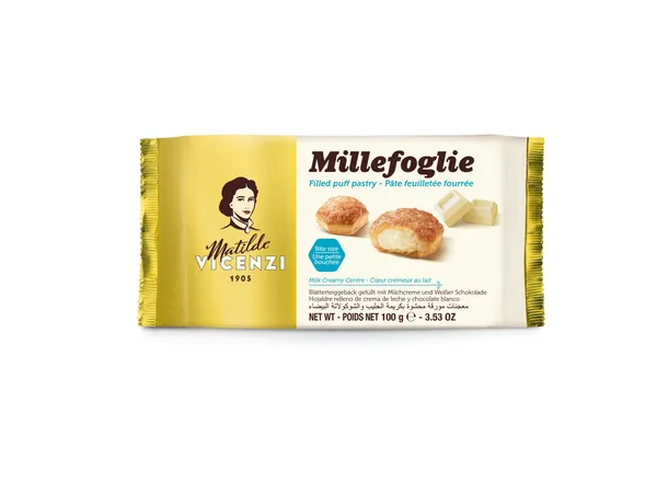 Cepumi VICENZI Millefeuille, ar krējumu, baltā šokolāde, 100g