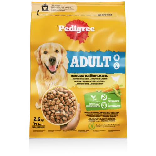 Sausas ėdalas šunims PEDIGREE, su paukštiena ir daržovėmis, 2.6kg