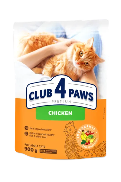 Sausas kačių ėdalas CLUB 4 PAWS, su vištiena, 900 g