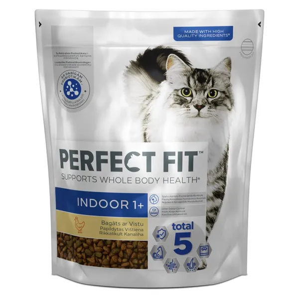 Sausas pašaras katėms PERFECT FIT, kambarinėms katėms, su vištiena, 1,4 kg