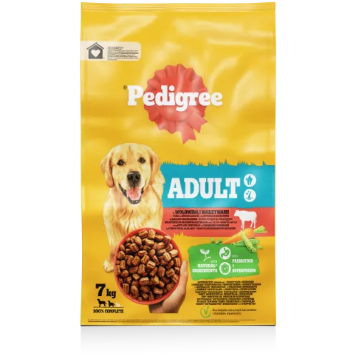 Sausas šunų pašaras PEDIGREE, su jautiena ir daržovėmis, 7 kg