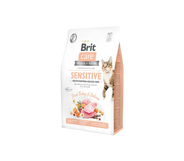 Sausas visavertis pašaras katėms  BRIT CARE Cat GF Sensitive Healthy Digestion & Delicate Taste, 2 k