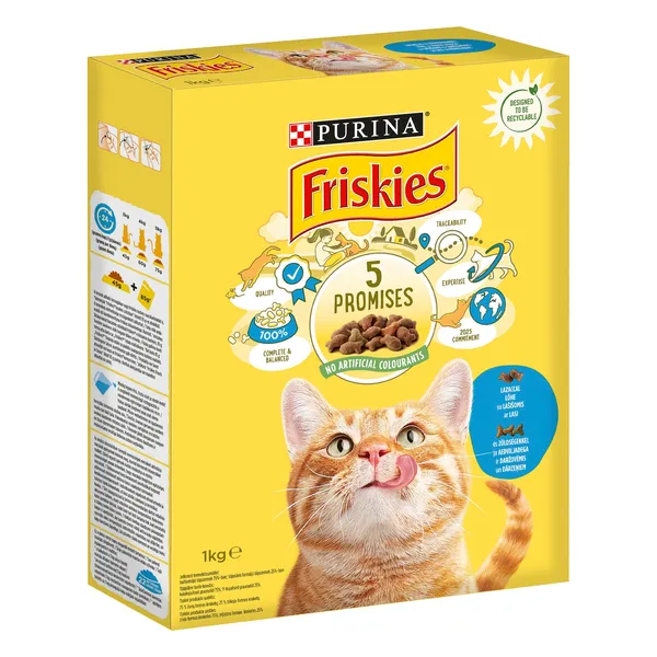 Sausas visavertis pašaras katėms FRISKIES, su lašiša, daržovėmis, 1 kg
