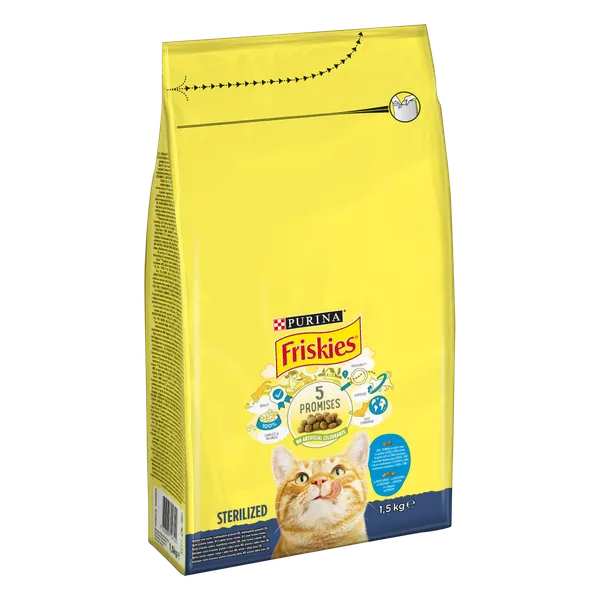 Sausas visavertis pašaras katėms FRISKIES, su lašiša, daržovėmis, 1,5 kg