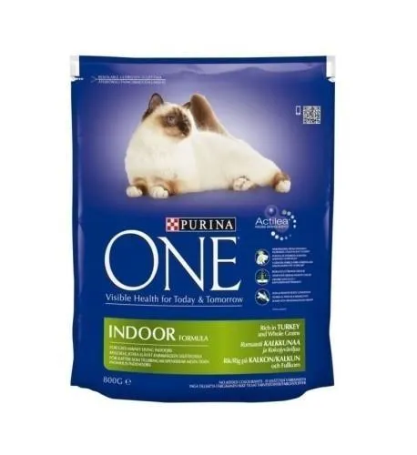 Sausas visavertis pašaras katėms ONE Indoor, 800 g