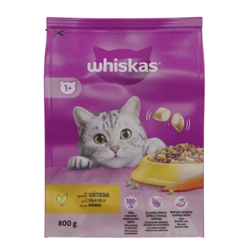 Barība kaķiem Whiskas ar vistas gaļu 800g