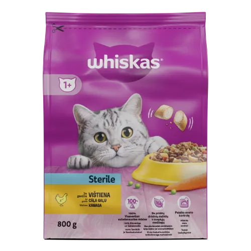 Sausā barība Whiskas sterilizētiem kaķiem 800g