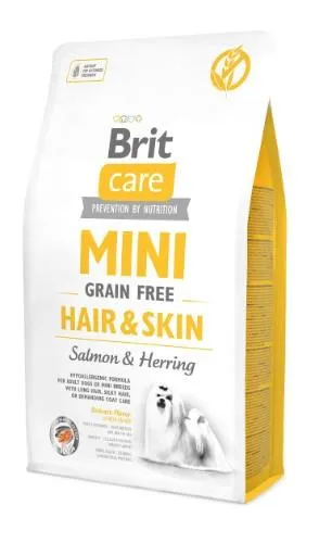 Sausas visavertis pašaras šunims BRIT CARE, Mini Hair and Skin, 2 kg