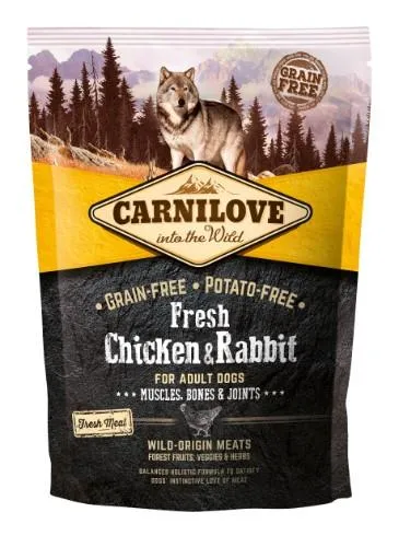 Sausas visavertis pašaras šunims CARNILOVE Fresh Chicken&Rabbit for Adult 1,5 kg