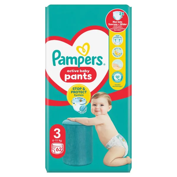Sauskelnės-kelnaitės PAMPERS Pants, Jumbo Pack, 3 dydis, 62 vnt.