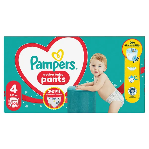 Sauskelnės-kelnaitės PAMPERS Pants, Mega Pack, 4 dydis, 108 vnt.
