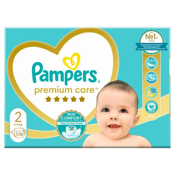 Sauskelnės PAMPERS Premium Care, Mega Box, 2 dydis, 136 vnt.