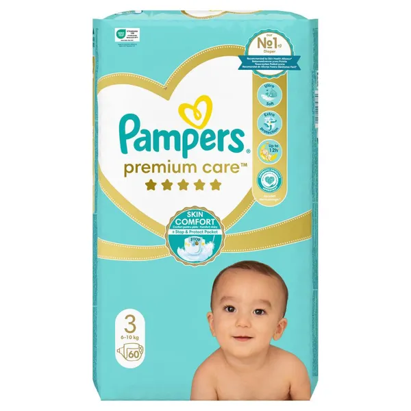 Sauskelnės PAMPERS Premium Care, Value Pack, 3 dydis, 60 vnt.