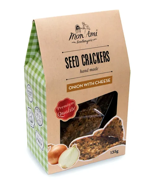 Sėklų traškiai MON AMI, su svogūnu ir grietinėle, dėžutėje, 135 g