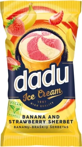Šerbetas DADU su braškėmis ir bananais, 120ml