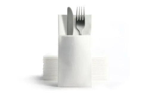 Servetėlė - vokelis CHIC Cutlery Airlaid,  baltas, 40 x 39 cm, 50 vnt