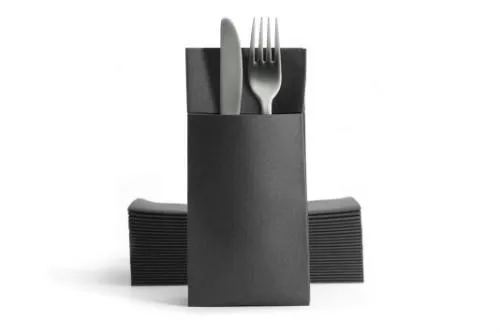 Servetėlė - vokelis CHIC Cutlery Airlaid, juodos 40 x 39 cm, 50 vnt