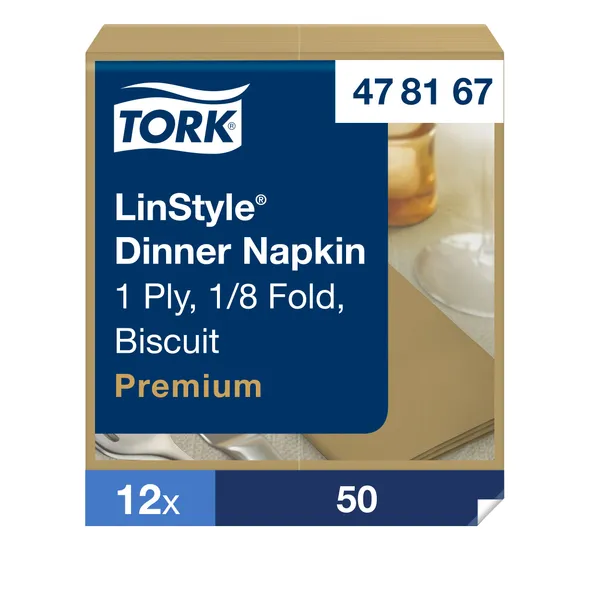 Servetėlės LINSTYLE Dinner, biskvito spalvos, 1/8 lankstymo, 39 x 39 cm, 50 vnt, 478167