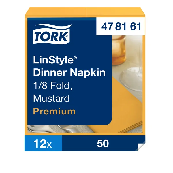 Servetėlės LINSTYLE Dinner, garstyčių spalvos, 1/8 lankstymo, 39 x 39 cm, 50 vnt, 478161