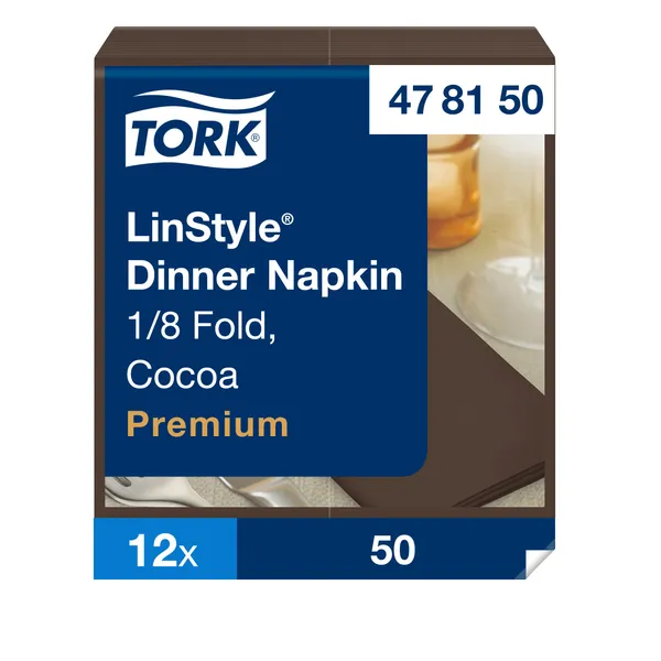Servetėlės LINSTYLE Dinner, kakavos spalvos, 1/8 lankstymo, 39 x 39 cm, 50 vnt, 478150