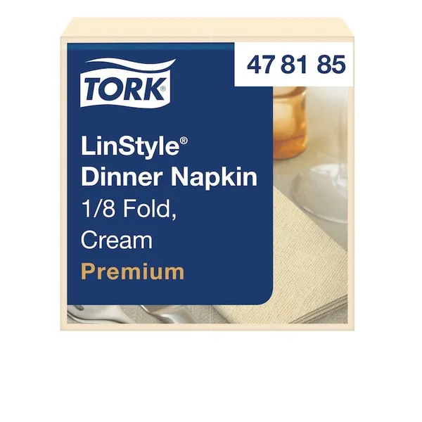 Servetėlės LINSTYLE Dinner,  kreminės, 1/8 lankstymo, 39 x 39 cm, 50 vnt, 478185