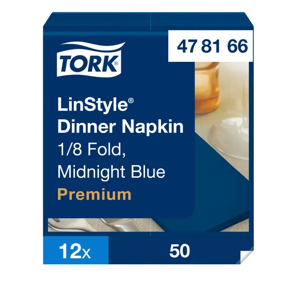Servetėlės LINSTYLE Dinner, mėlynos, 1/8 lankstymo, 39 x 39 cm, 50 vnt, 478166
