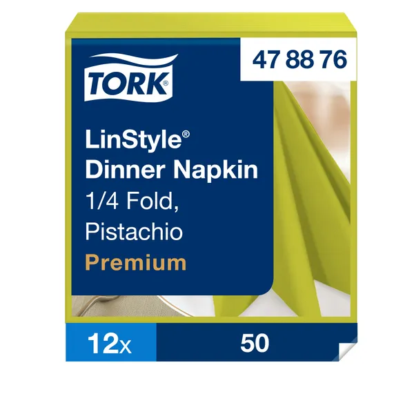 Servetėlės LINSTYLE Dinner, pistacijų, 1/4 lankstymo, 39  x 39 cm, 50 vnt, 478876