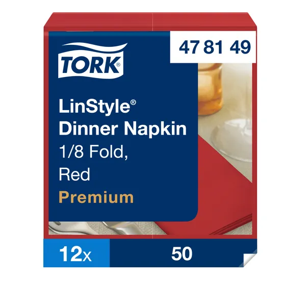 Servetėlės LINSTYLE Dinner, raudonos, 1/8 lankstymo, 39 x 39 cm, 50 vnt, 478149