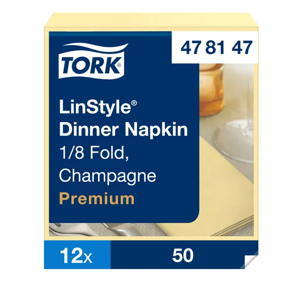Servetėlės LINSTYLE Dinner, šampano spalvos, 1/8 lankstymo, 39 x 39 cm, 50 vnt, 478147