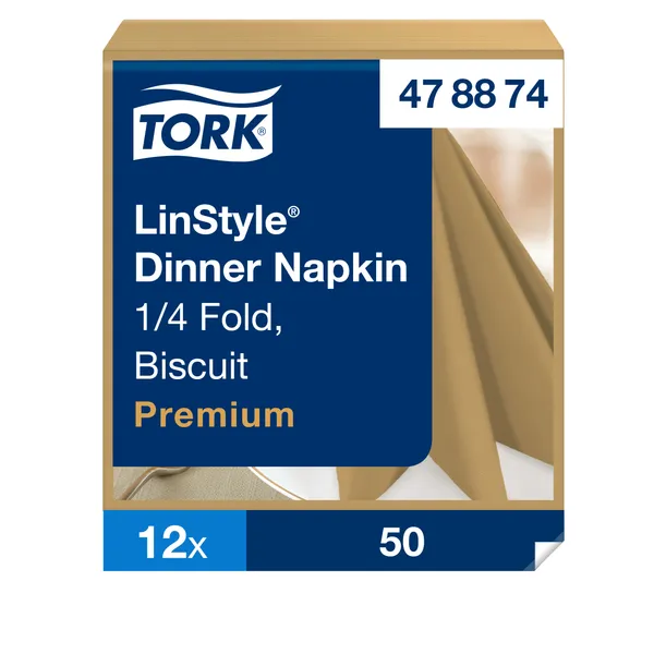 Servetėlės LINSTYLE Dinner, šviesiai rudos, 1/4 lankstymo, 39 x 39 cm, 50 vnt, 478874