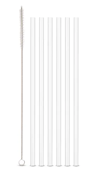 Kokteiļu salmiņi ar birsti, borsilikāta stikls, D 8 mm, L 24 cm, 6gab