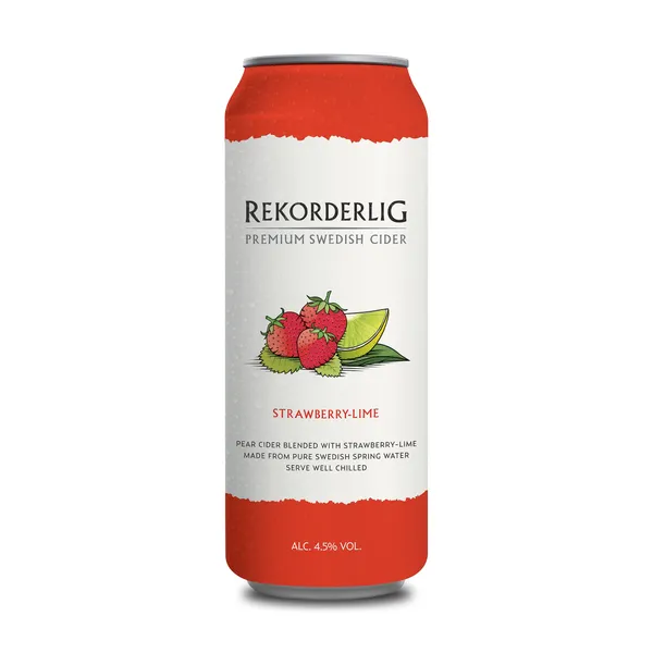 Sidras REKORDERLIG, braškių ir laimo skonio, 4,5% 0,5l