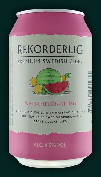 Sidras REKORDERLIG, Citrus Watermelon, 4,5%, 0,33 l, skardinė