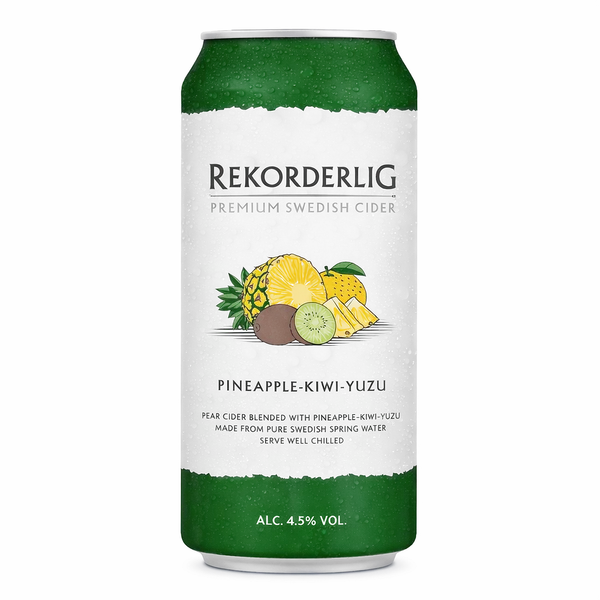 Sidras REKORDERLIG, Pineapple Kiwi Yuzu, 4,5%, 0,5 l, skardinė
