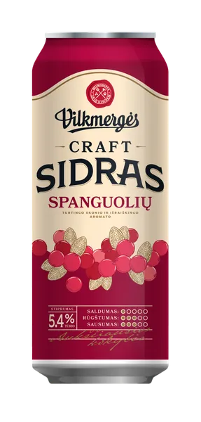 Sidras VILKMERGĖS, spanguolių,5,4%, 0,5 l, skardinė