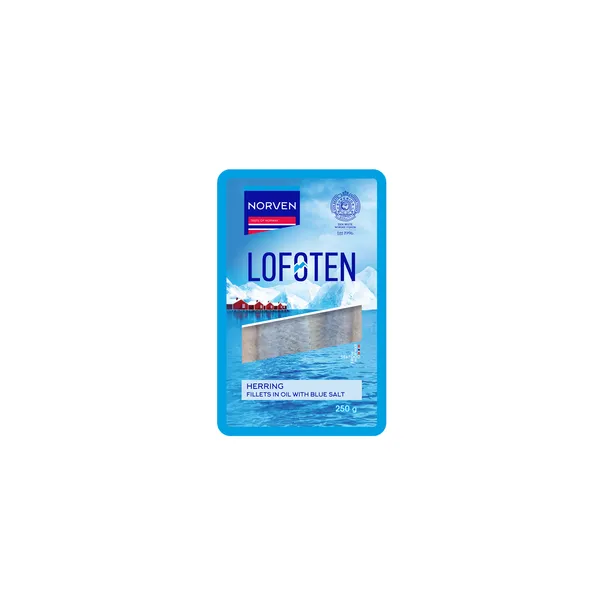 Silkės filė NORVEN, aliejuje, su mėlynąja druska. 250 gr